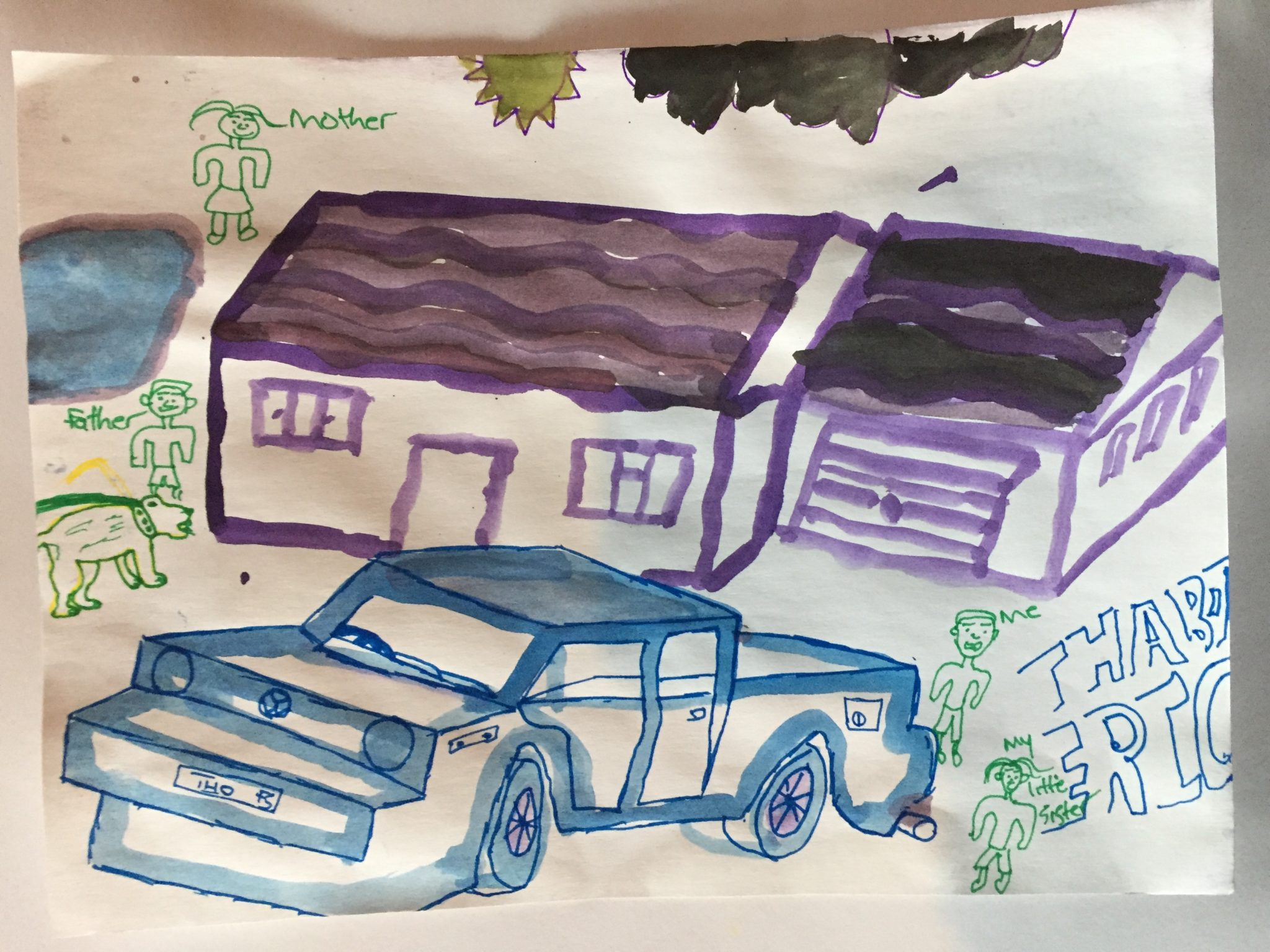 kids painting of home in South Africa