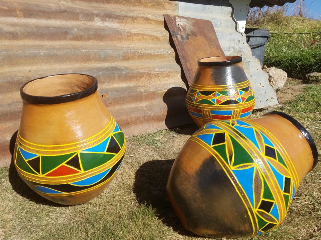 Pots made by South Sotho people of South Africa