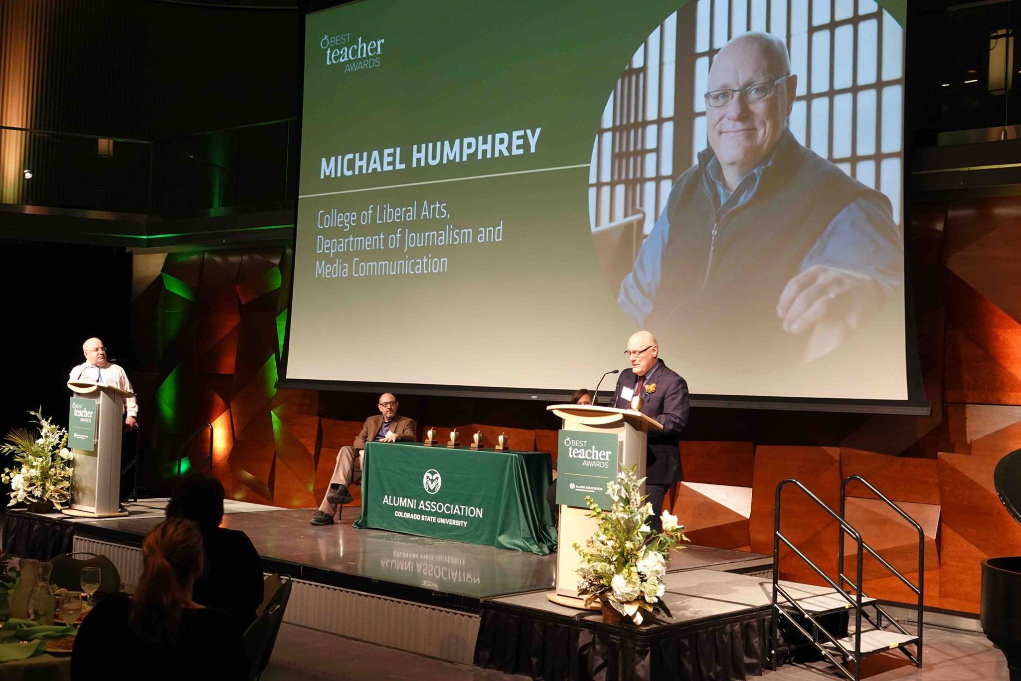 Michael Humphrey accepting his award as a 2019 Best Teacher