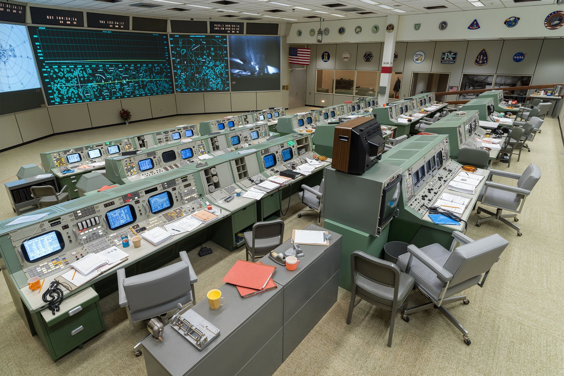 Mission control at Johnson Space Center