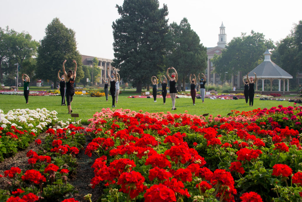 CSU Dance students dancing in the CSU Annual Trial Gardens