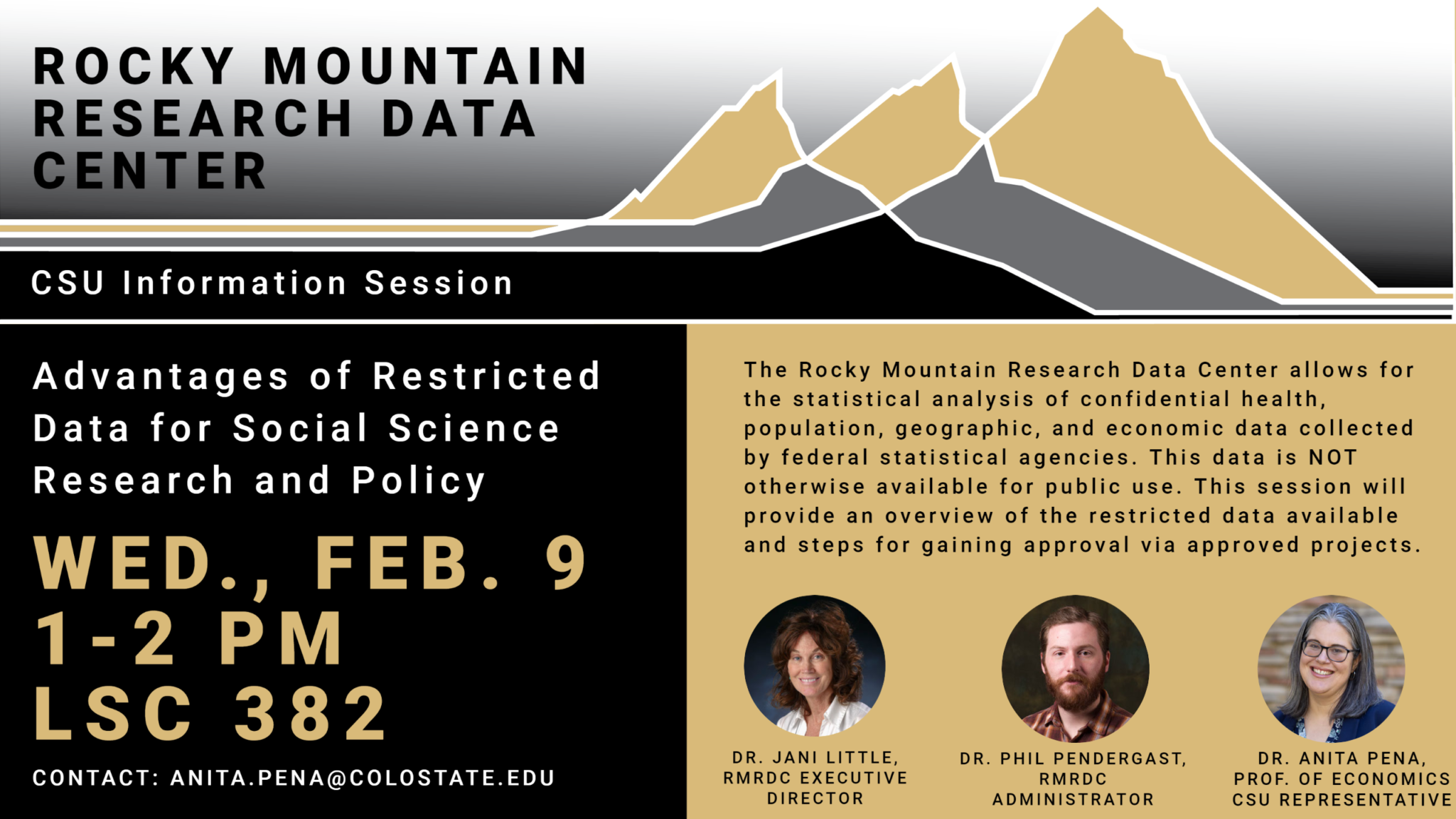 Rocky Mountain Research Data Center information session will be Feb. 9 from 1-2 pm in the LSC 382